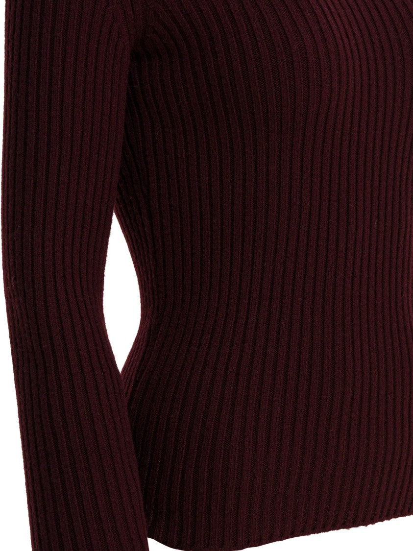Max Mara Burgundy Wool-Cashmere Blend Turtleneck Sweater