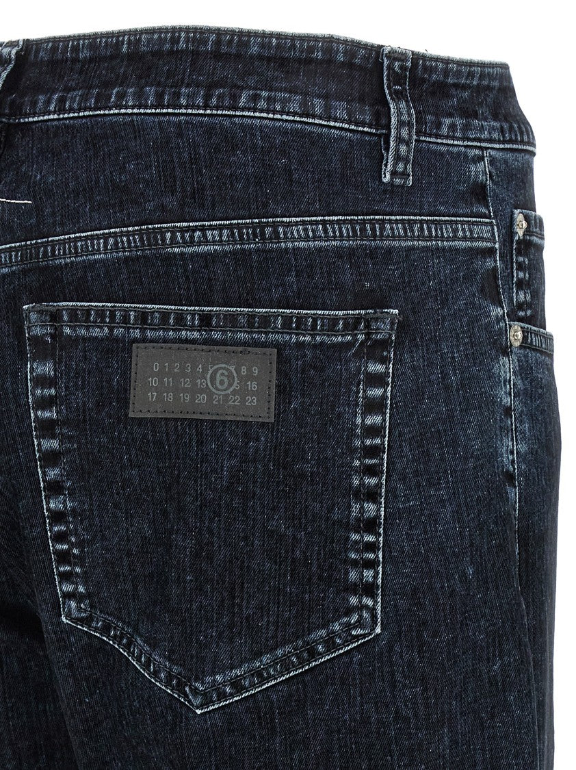 Mm6 By Maison Margiela Straight Leg Jeans In Hand-Drawn Cotton Denim