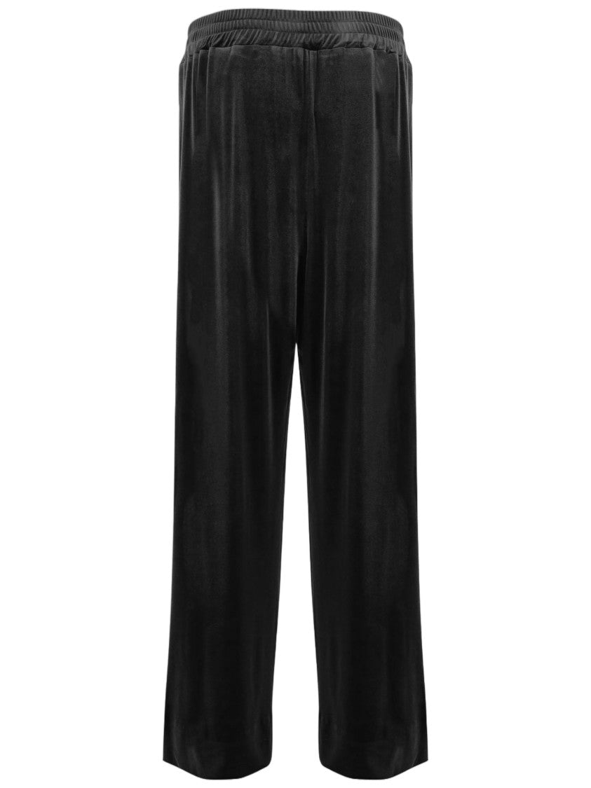 Don't @ Me Black Wide-Leg Elastic Waistband Stretch Nylon Pants