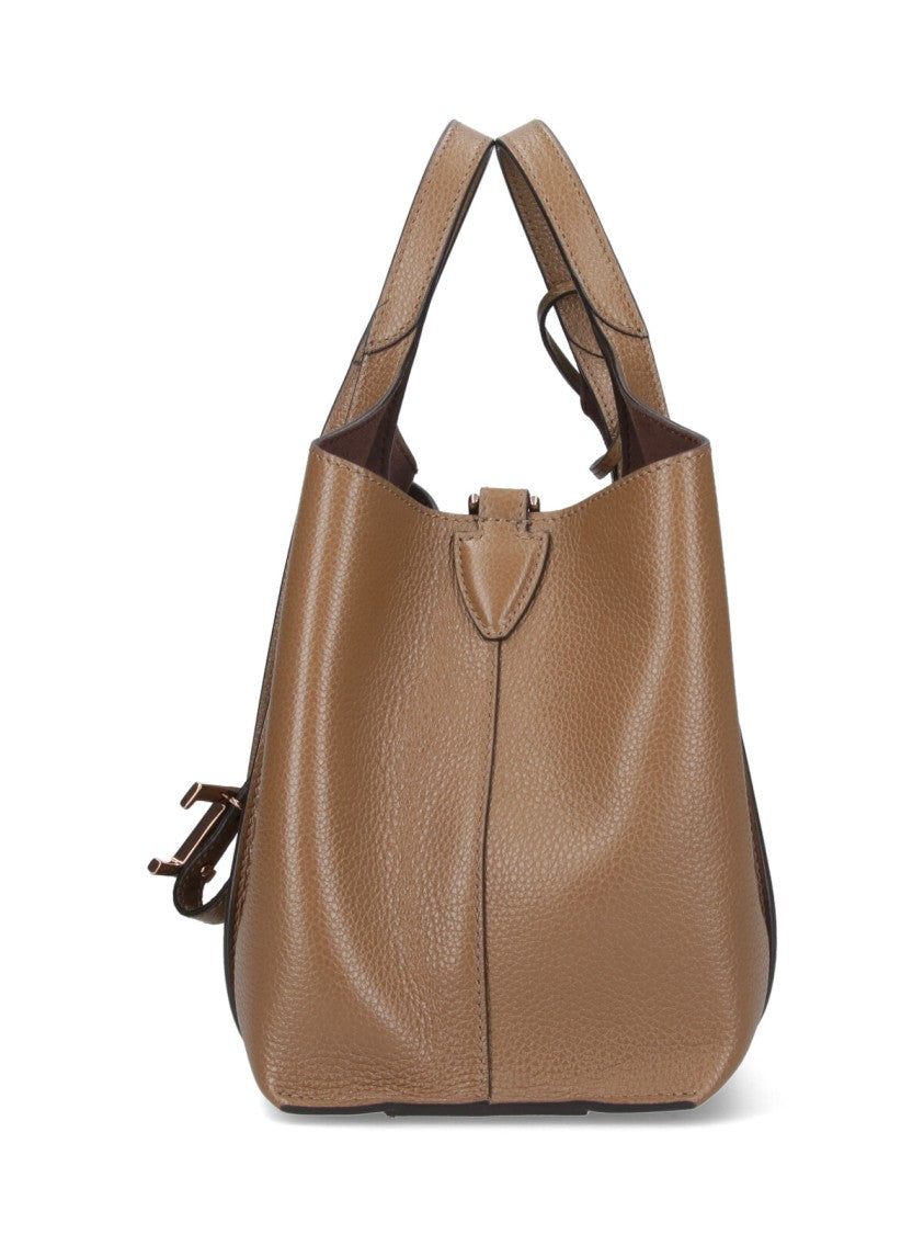 Tod's Small Brown Pebbled Leather Shoulder Bag