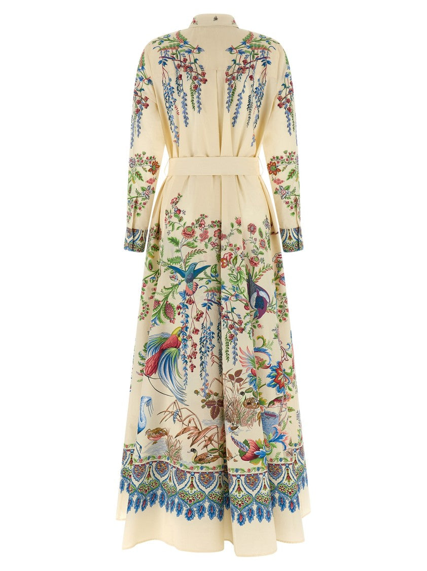 Etro Floral Print Long Chemisier Dress With Removable Belt