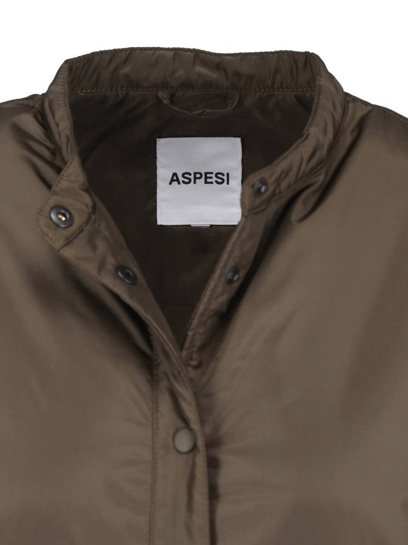 Aspesi Green Button-Up Technical Fabric Jacket