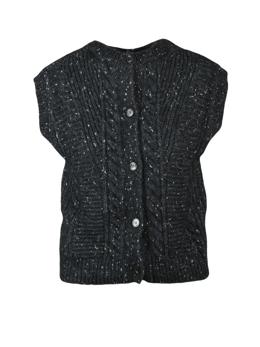 Max Mara Grey Taffy Cable-Knit Metallic Alpaca-Blend Sweater