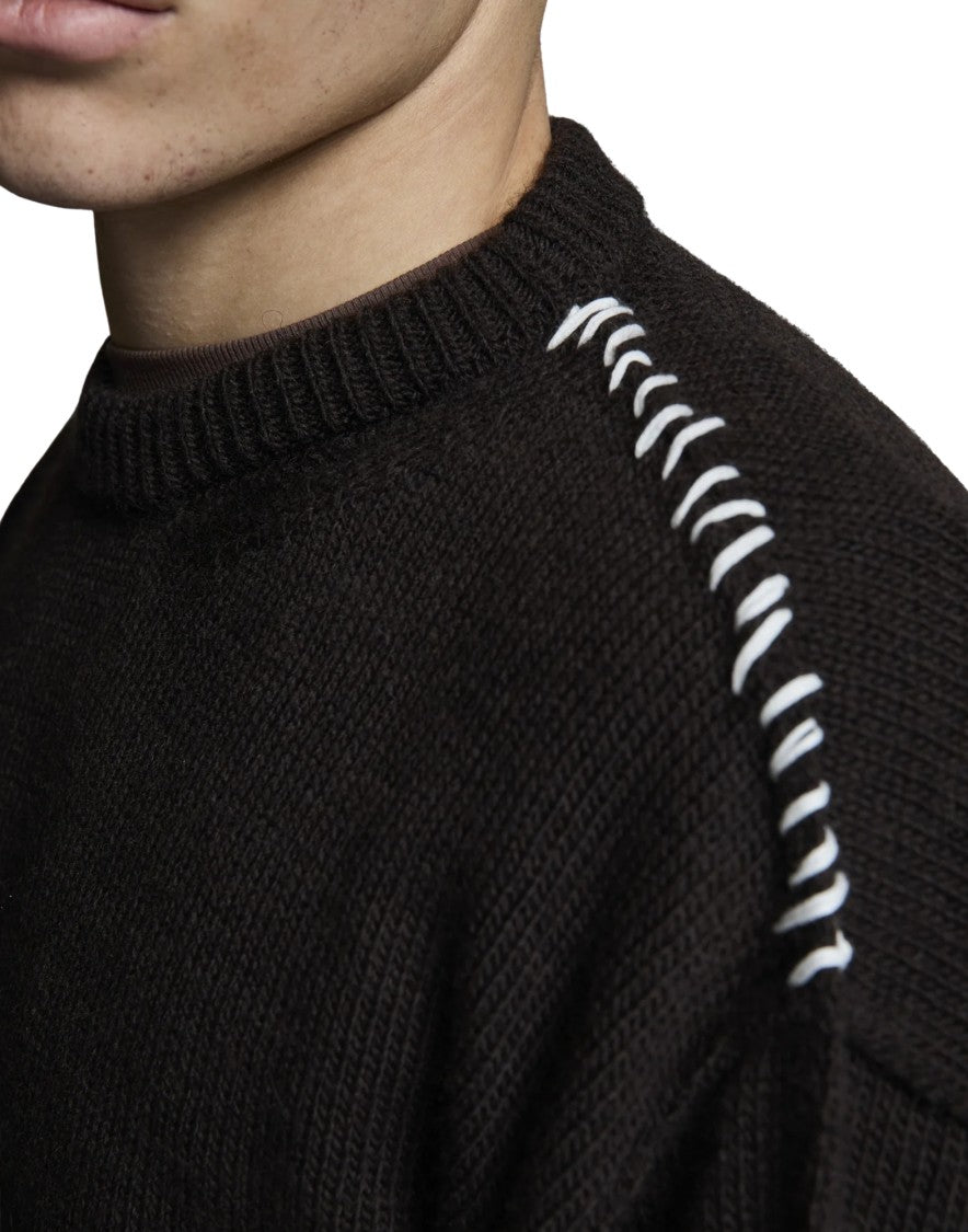 Paura Hotaka Wool-Blend Crewneck Sweater