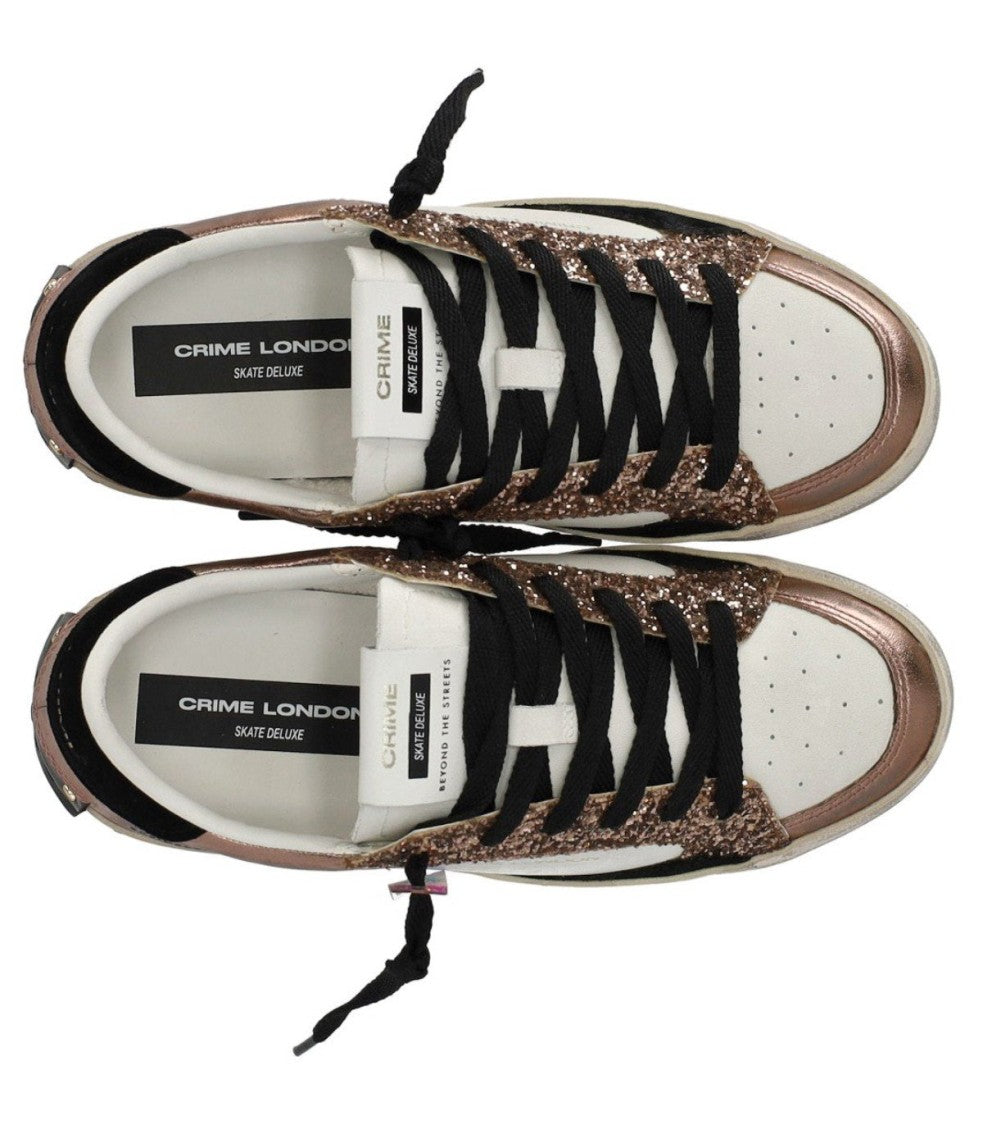 Crime London Sk8 Deluxe Low-Top Sneakers With Metallic Bronze Accents