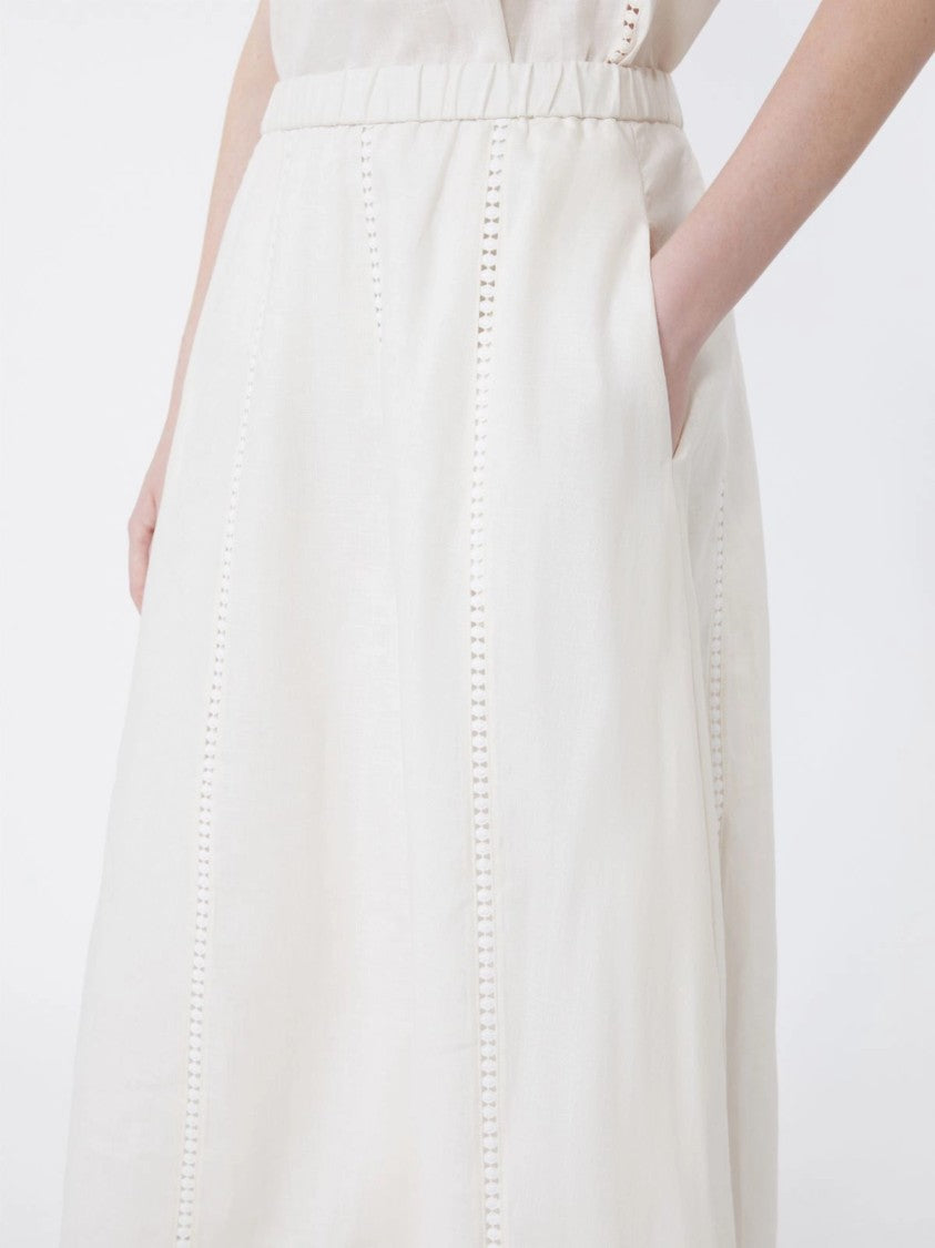 Max Mara Flared Midi Skirt With Vertical Eyelet Detailing