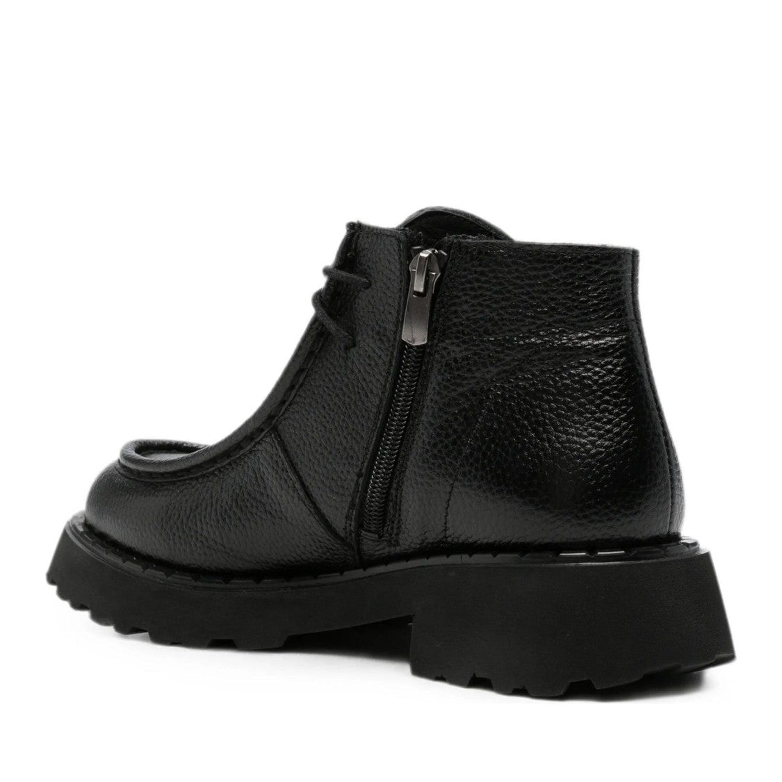 Sergio Moretti Black Textured Leather Lace-Up Boots