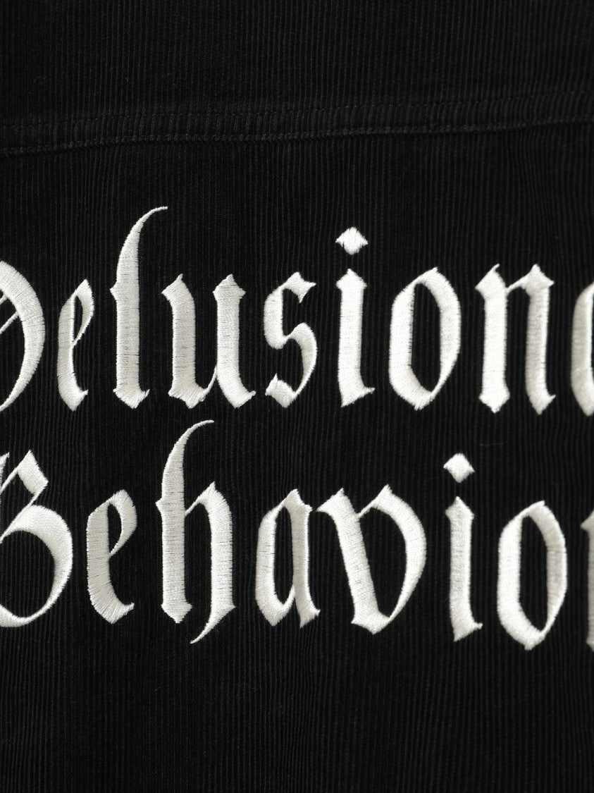 Undercover Front Button Fastening Black Denim Jacket With Bold Embroidery