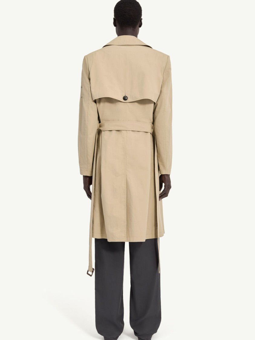 Mm6 By Maison Margiela Beige Belted Waist Cotton Trench Coat