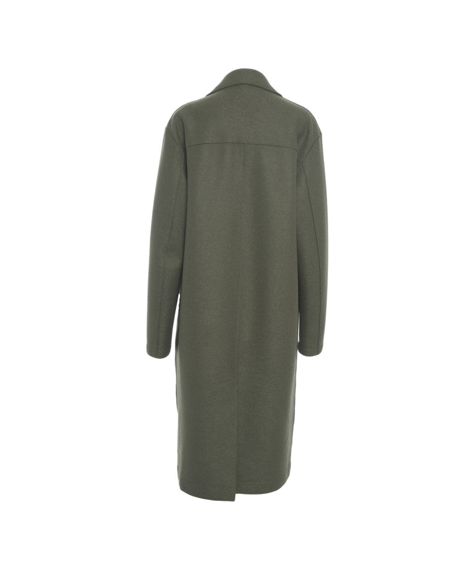 Harris Wharf London Maxi Length Wool Coat With Classic Button Closure