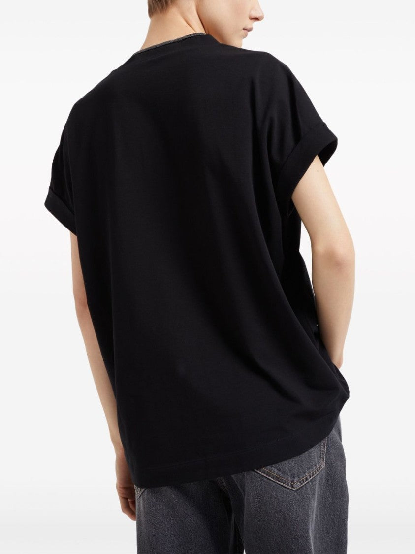 Brunello Cucinelli Black Stretch-Cotton T-Shirt