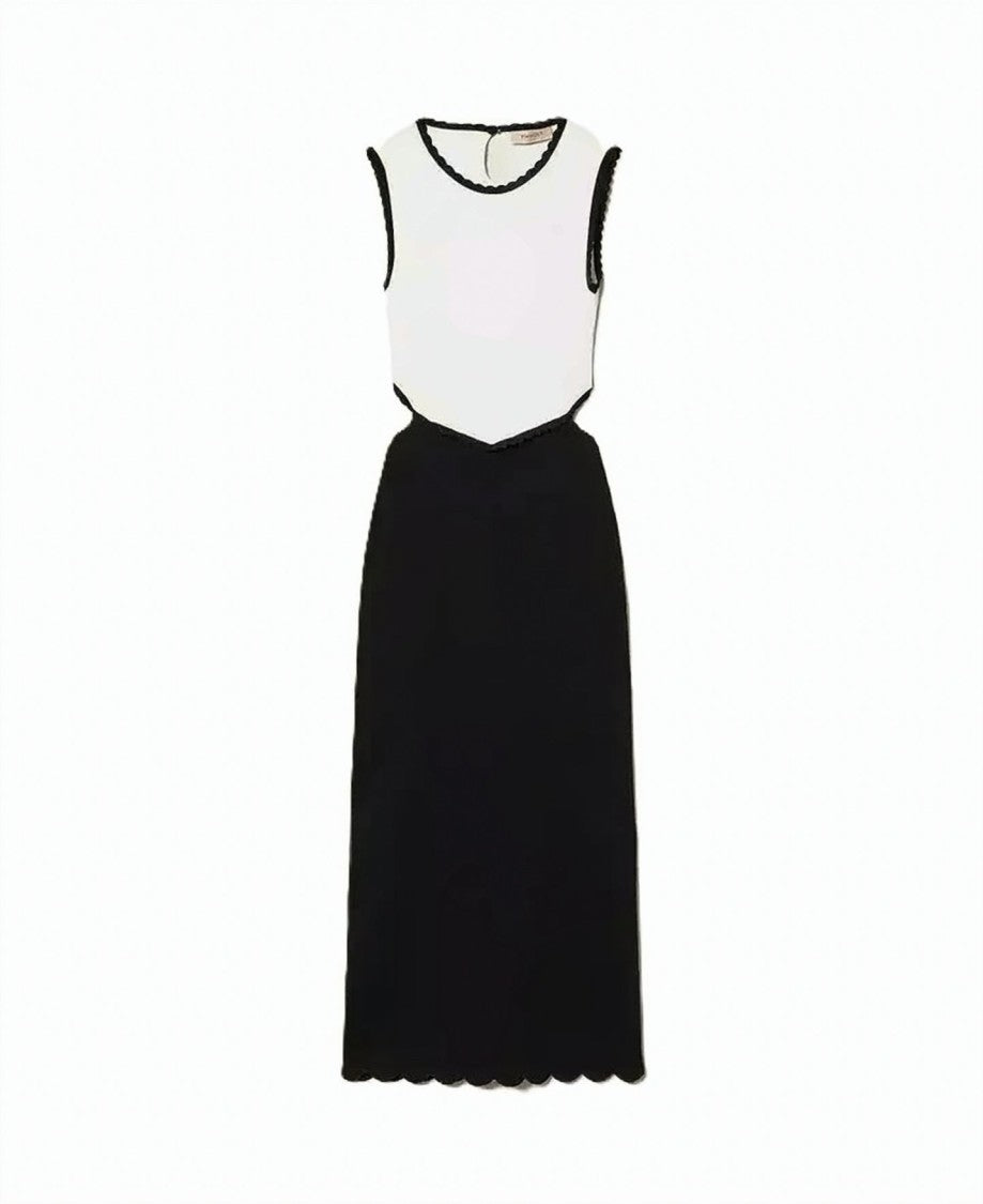 Twin-Set Fitted Midi Dress With Scalloped Trim