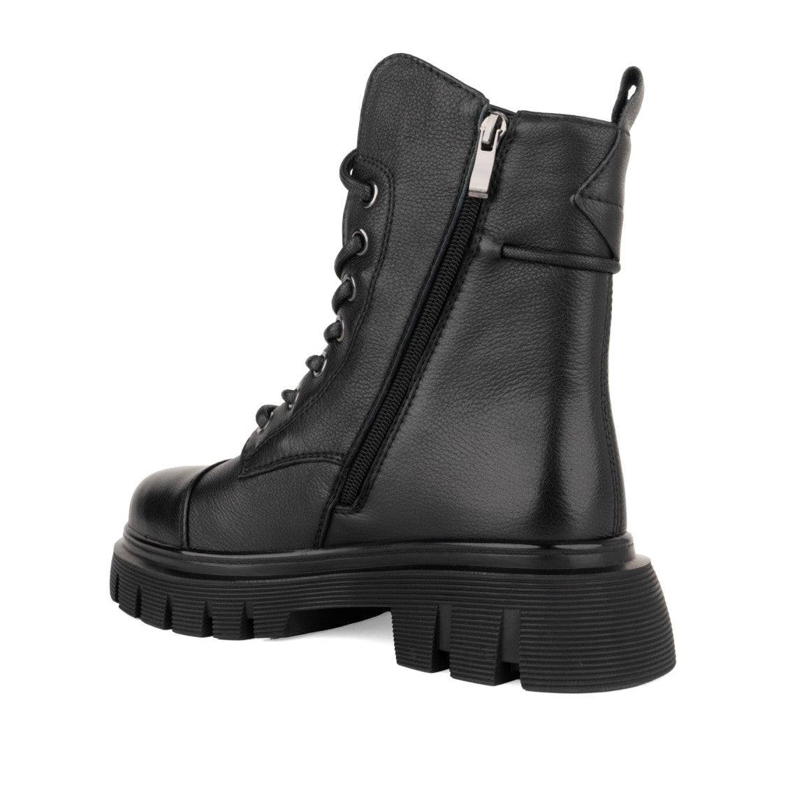 Linda Baumann Black Lace-Up Flap Detail Leather Ankle Boots