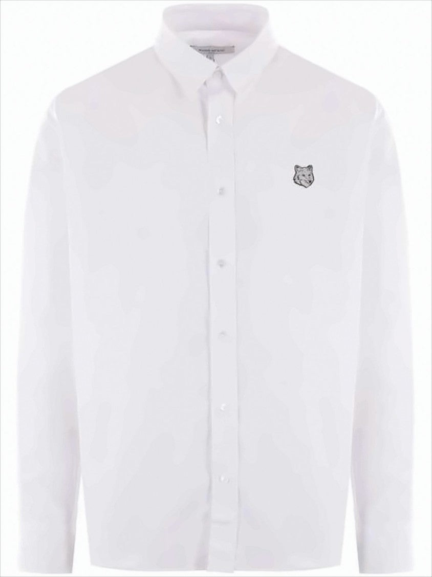 Maison Kitsuné Classic Button-Down Long-Sleeve Shirt With Embroidered Logo