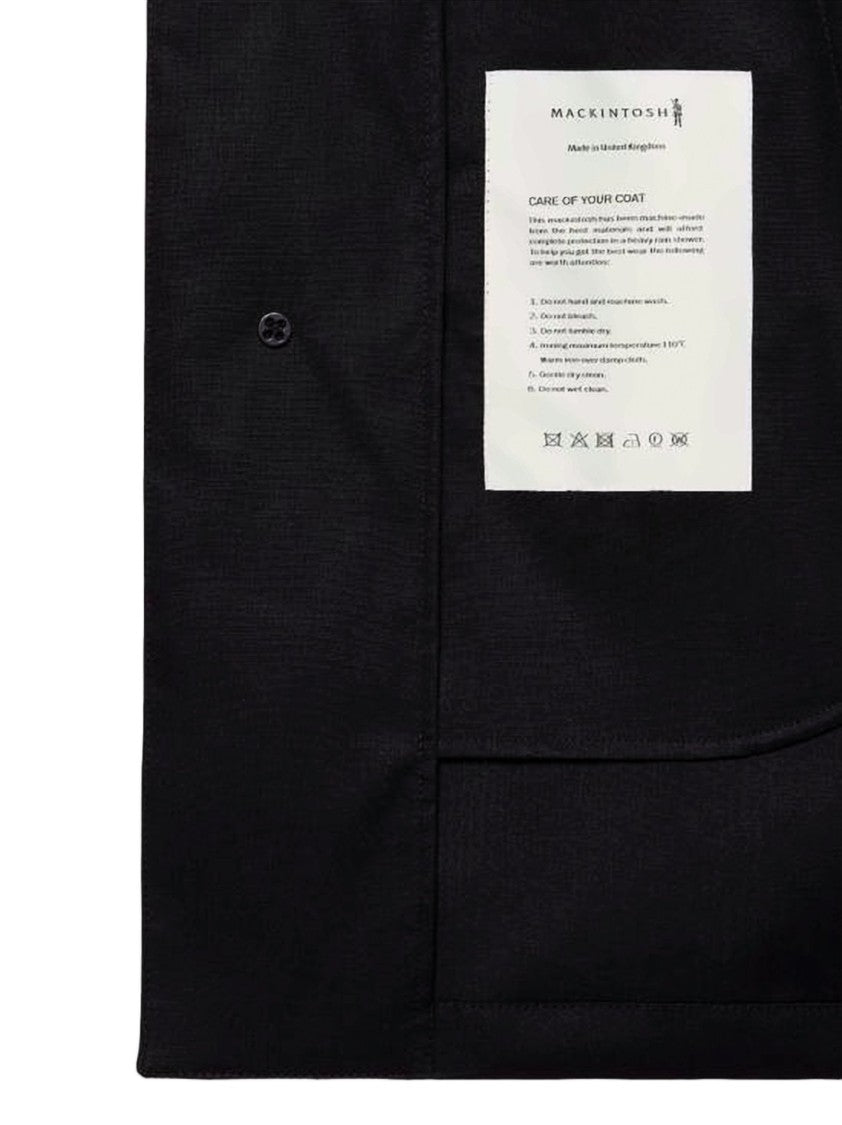 Mackintosh Black Cotton Jacket With Concealed Buttons