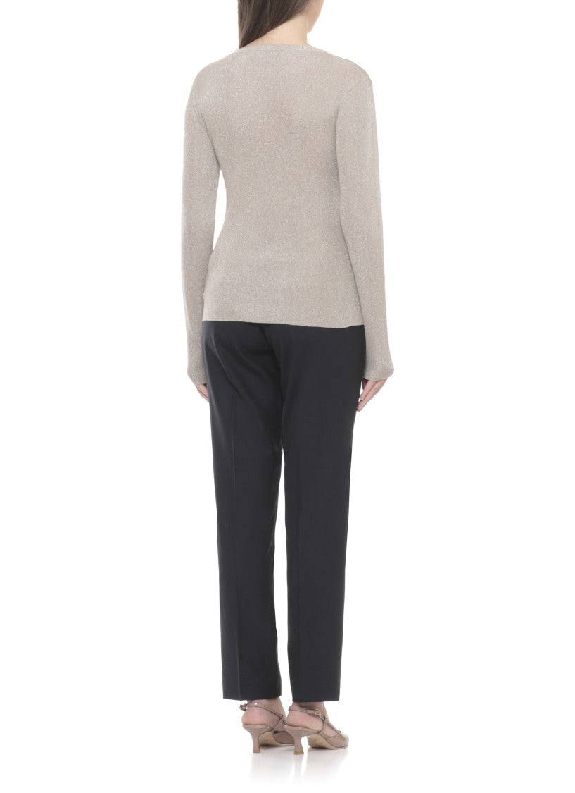 Fabiana Filippi Beige Lurex Long Sleeve Sweater