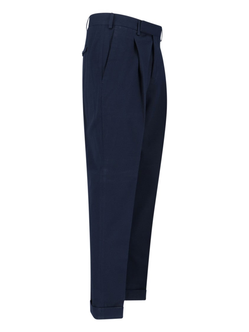 Pt Torino Mid-Rise Tailored Trousers With Pleats And Buttoned Pockets