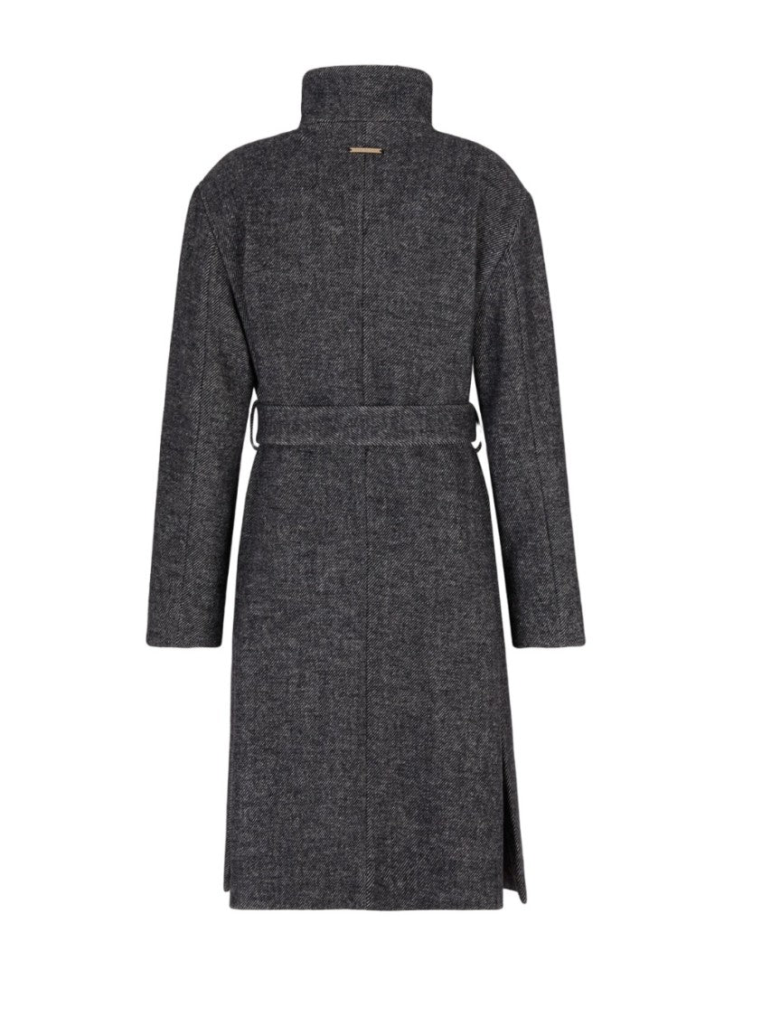 Armani Exchange Belted Wool Blend Jacket With High Collar