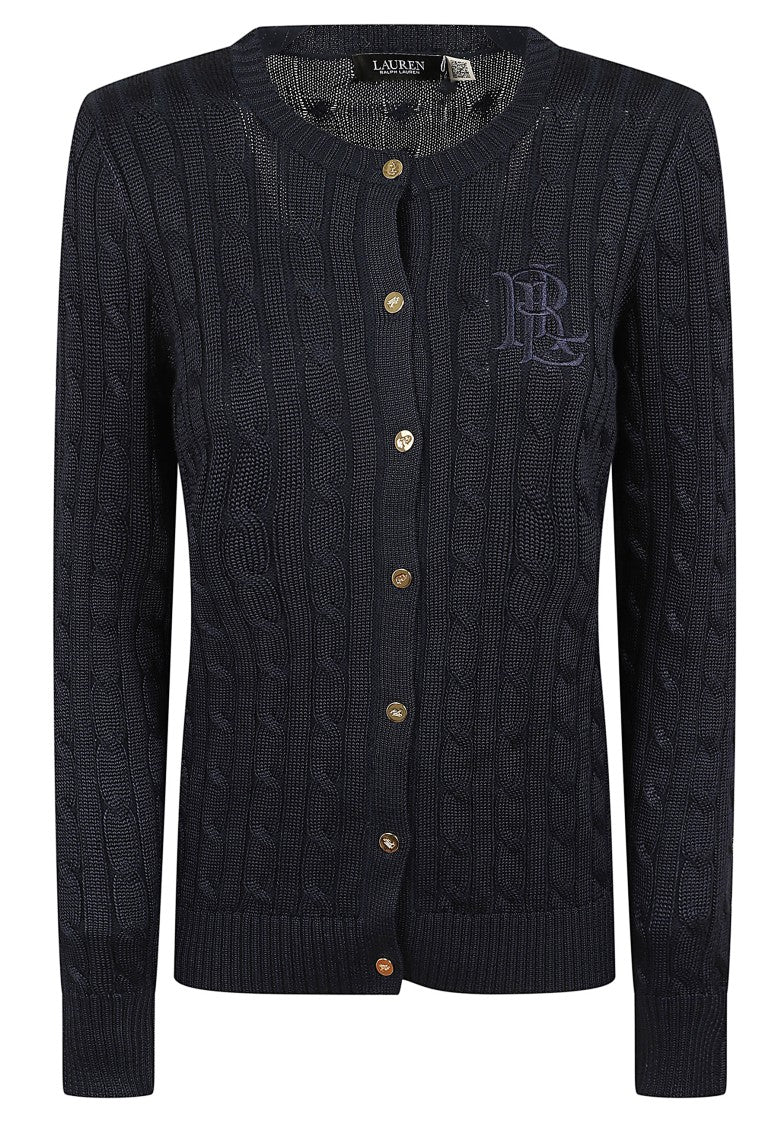 Lauren Navy Blue Cable-Knit Cotton-Blend Cardigan