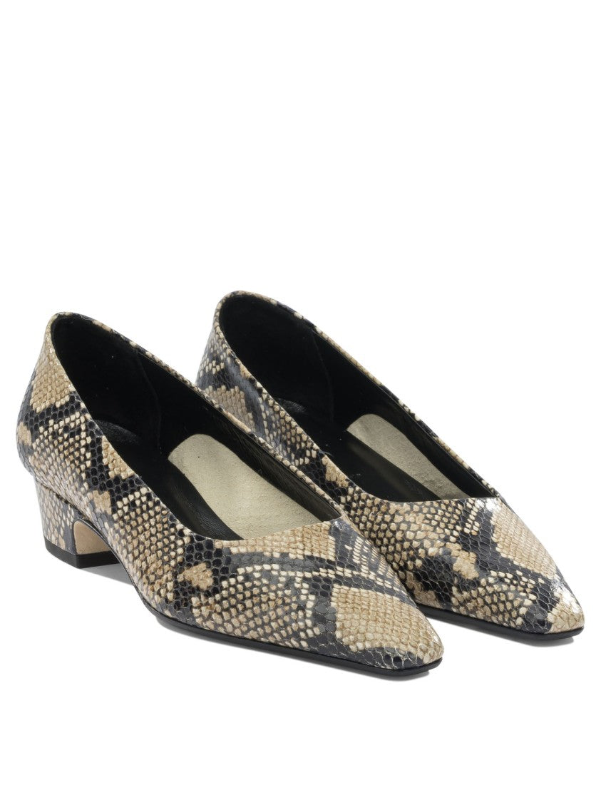 Aeydē Textured Snakeskin Pointed Toe Heeled Shoes