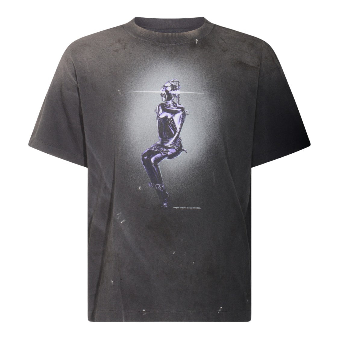 Saint Mxxxxxx Black Short-Sleeve T-Shirt With Futuristic Graphic Design