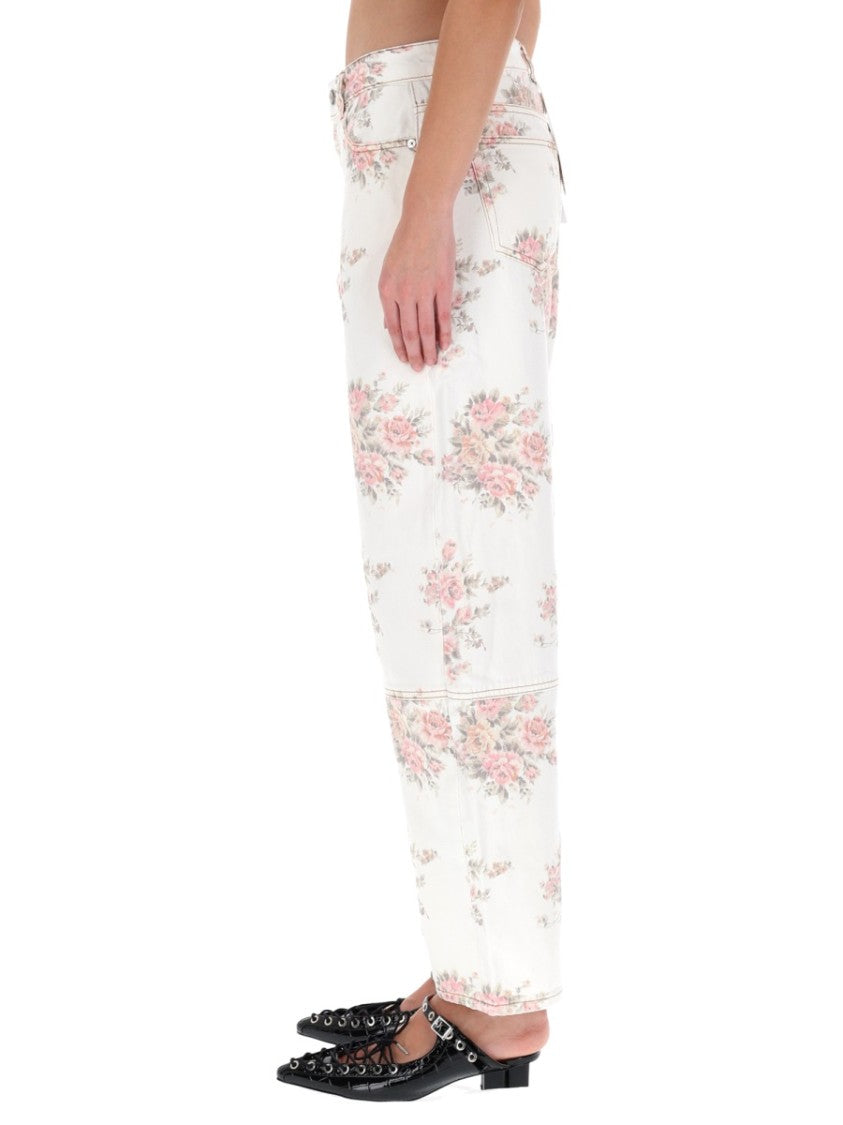 Ganni Relaxed Fit Floral Print Jeans