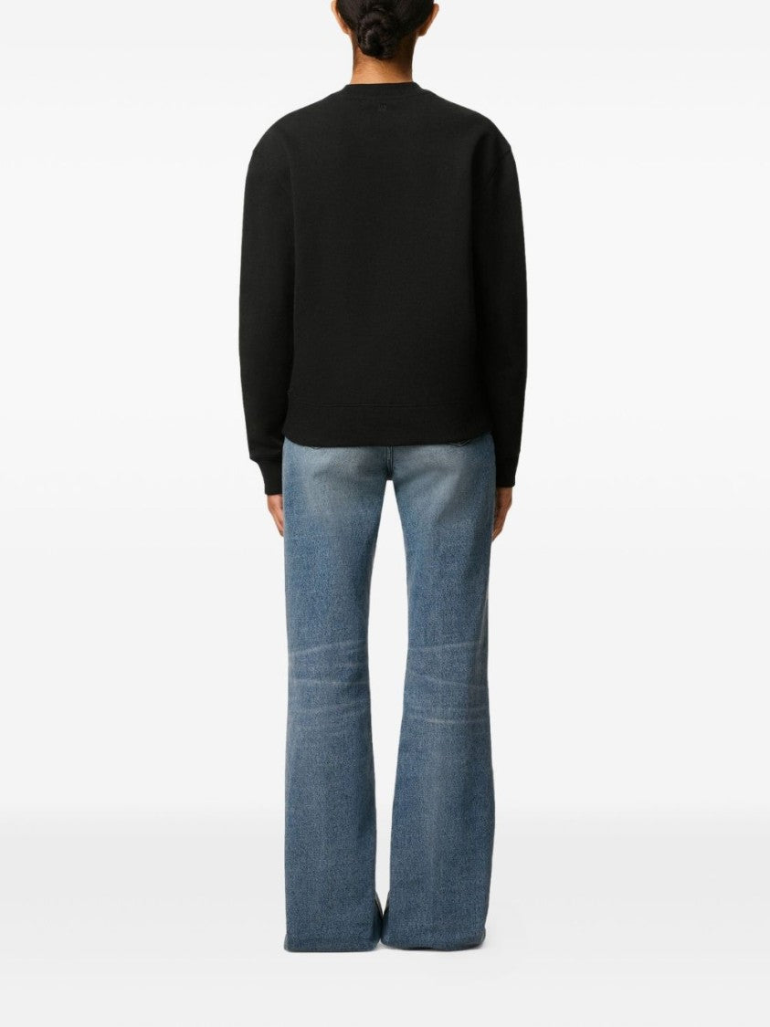 Ami Paris Crew Neck Sweater With Subtle Red Heart Detail