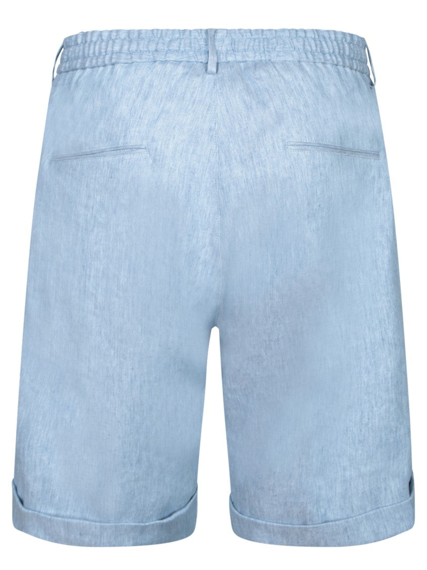 Tagliatore Breathable Linen-Cotton Blend Brown Shorts