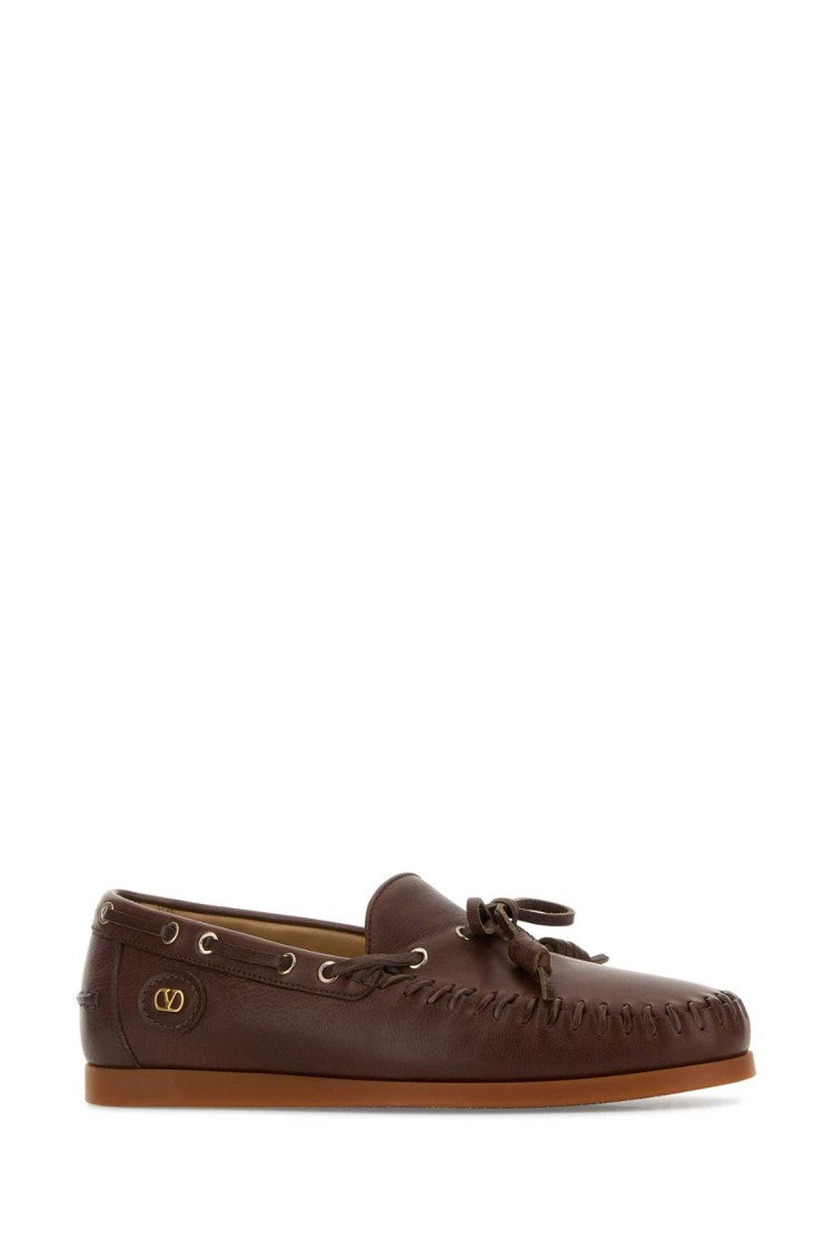 Valentino Garavani Brown Leather Palm Avenue Loafers