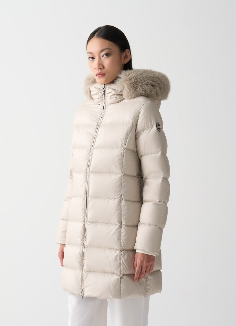 Colmar Originals Long Puffer Coat With Synthetic Fur Trim