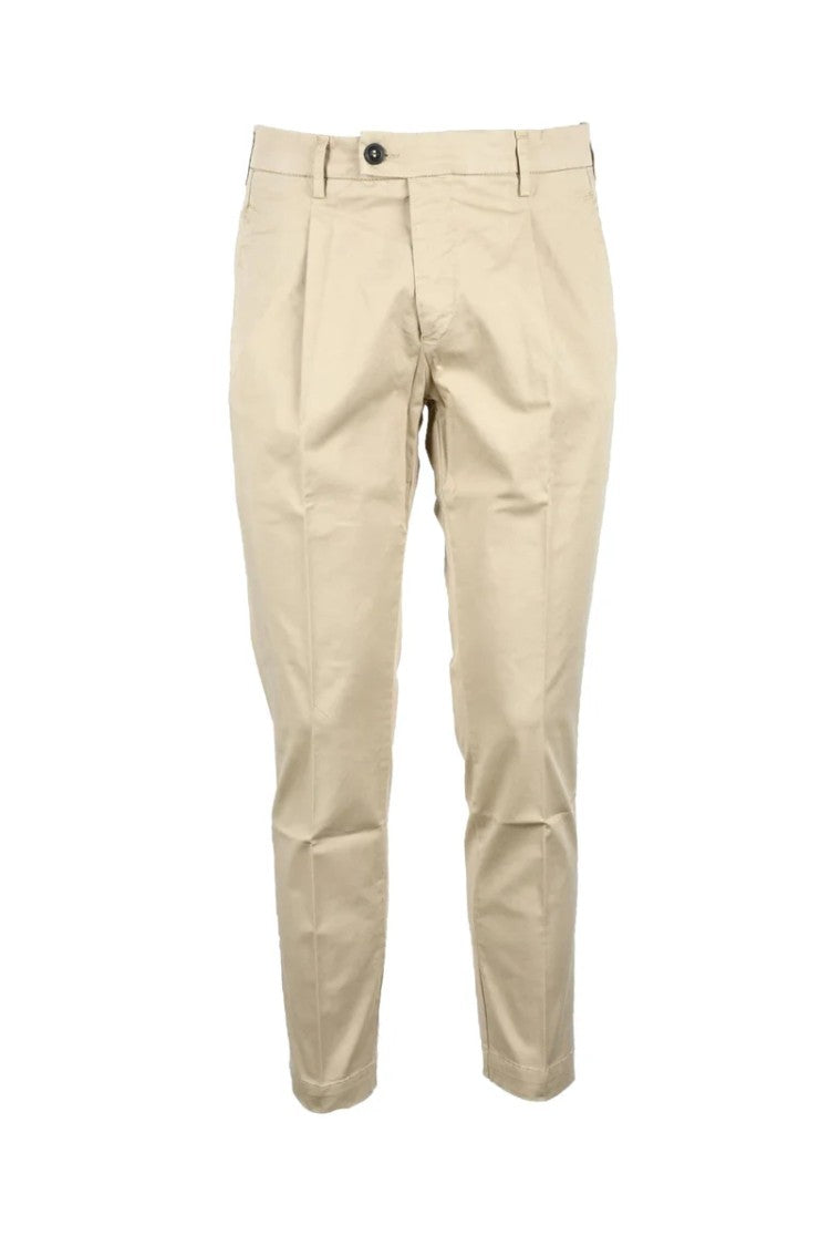 Bro Ship Beige Cotton Stretch Trousers With Flexible Fit