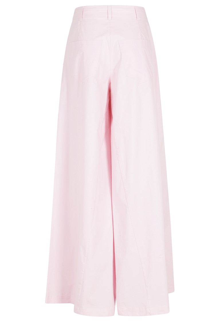 Federica Tosi Pink Palazzo Belt-Loops Cotton-Blend Formal Pants