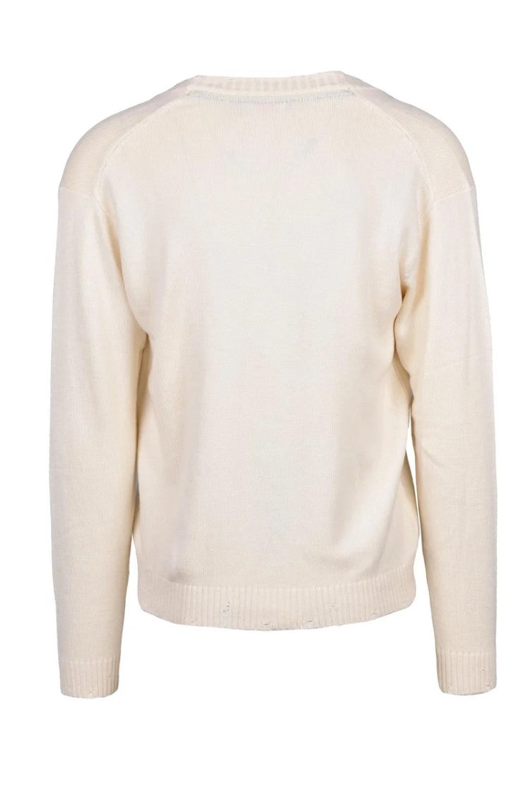 Sun68 Cream Distressed Cardigan