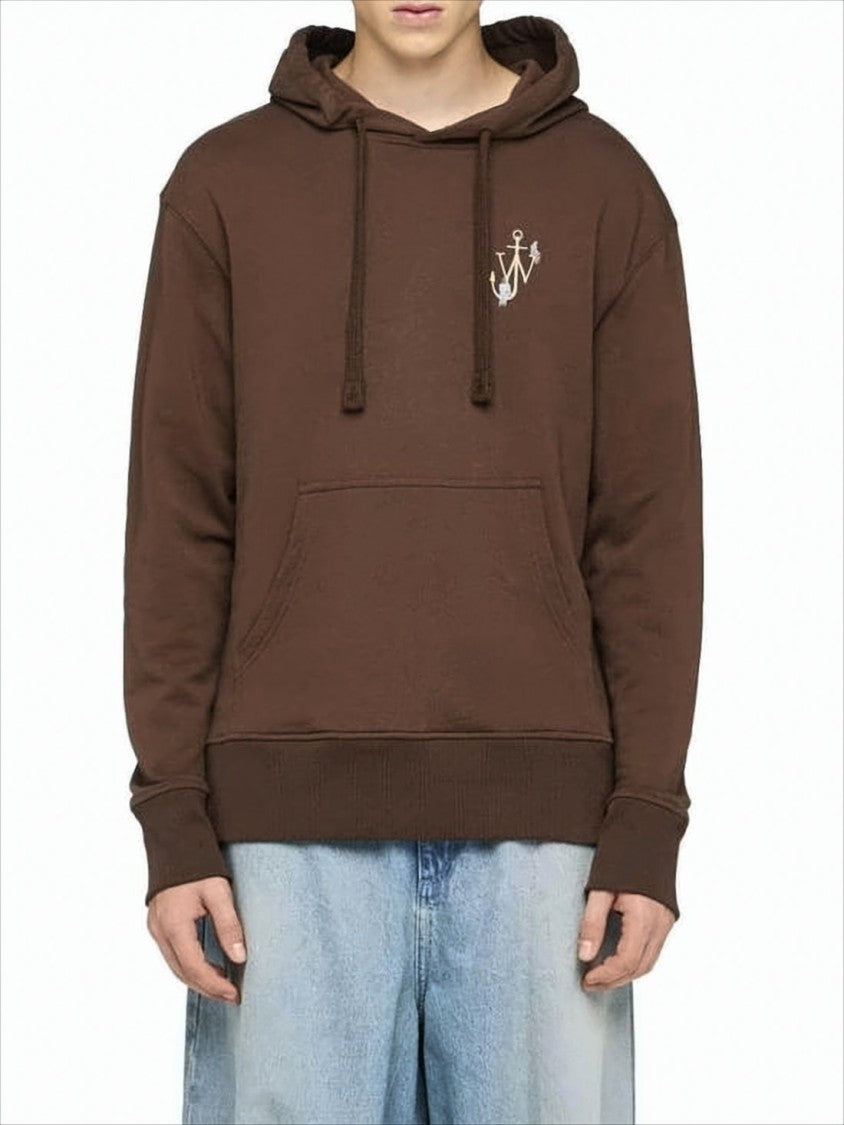 J. W. Anderson Relaxed Fit Brown Hoodie With Embroidered Logo