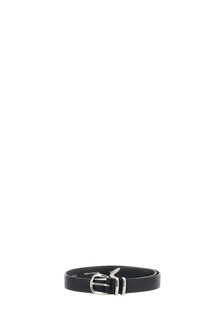 Sunflower Black Leather Belt With Silver-Tone Buckle