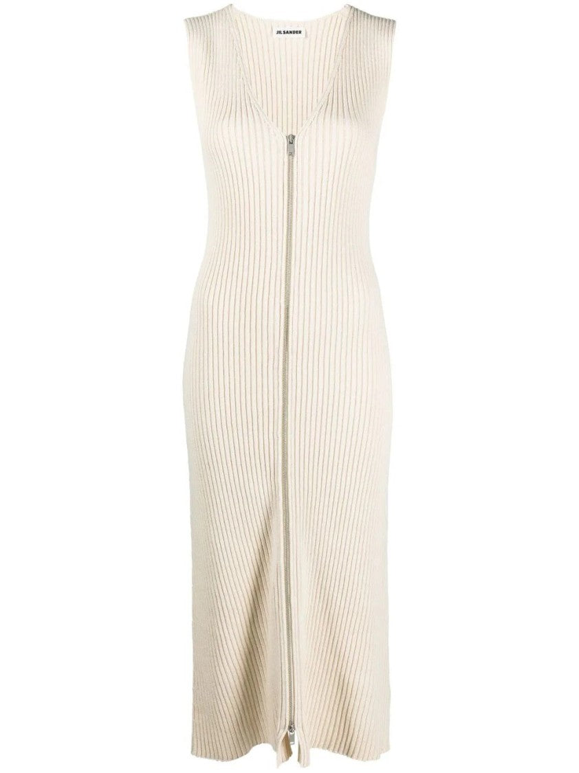 Jil Sander Sleeveless Knit Dress With V-Neckline And Flared Hem