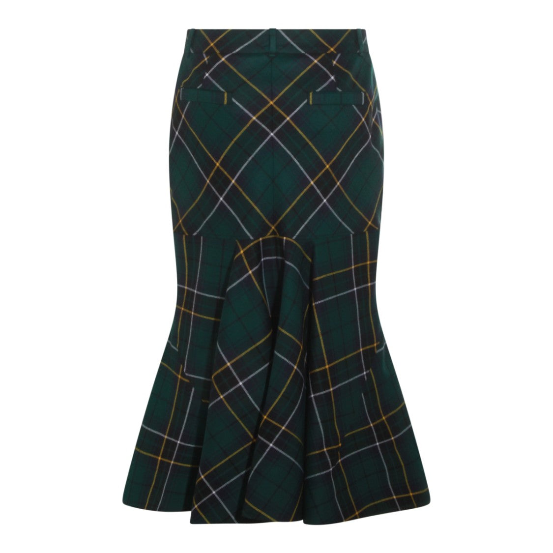 Alexander Mcqueen Navy And Green Wool Skirt