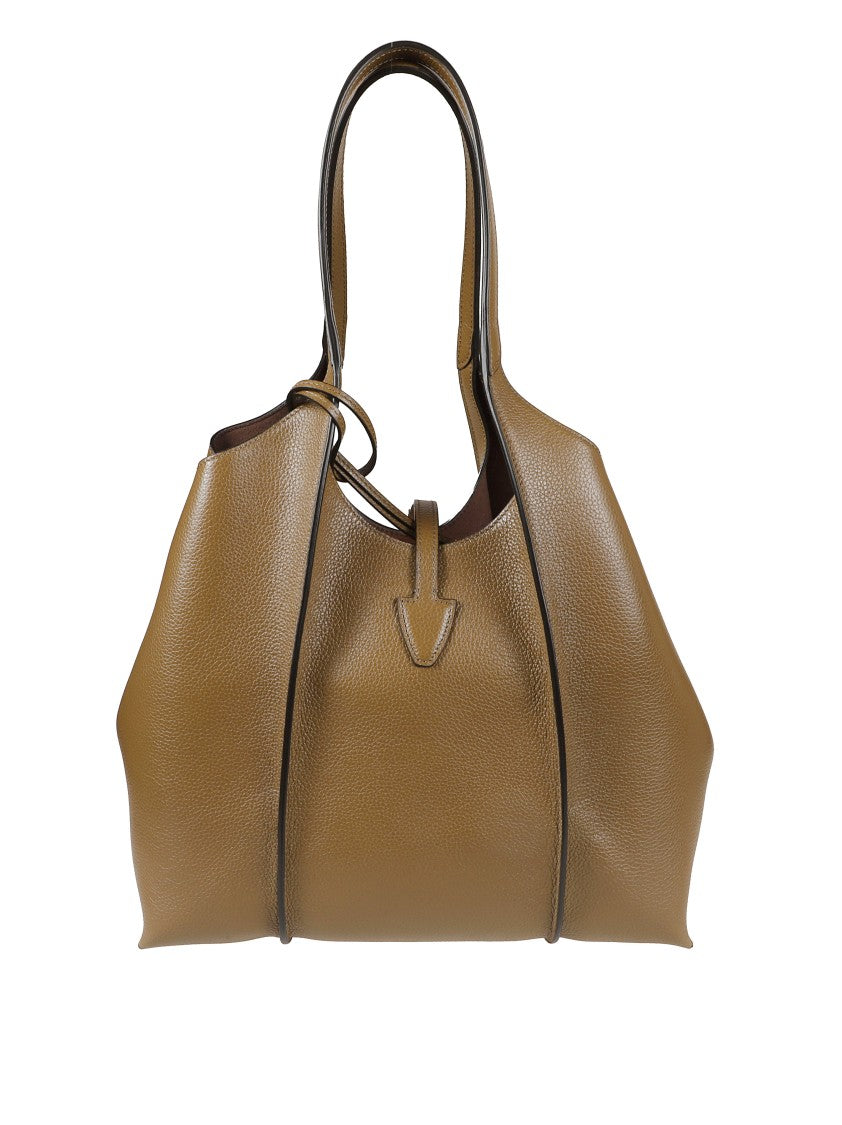 Tod's Textured Leather Tote Bag With Buckle Closure