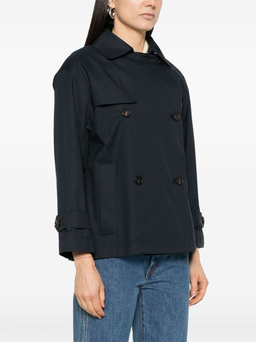 Max Mara Double-Breasted Blue Parka With Cropped Silhouette
