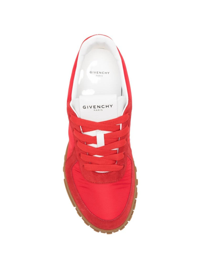 Givenchy Red Suede Overlay Panelled Rubber Sneakers