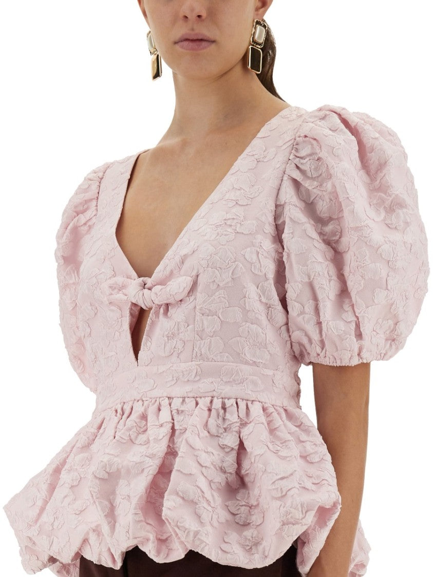 Rotate Birger Christensen Top With Puff Sleeves