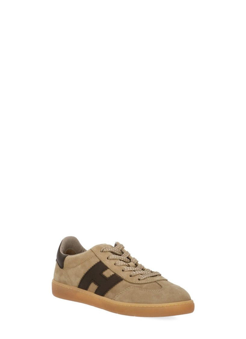 Hogan Brown Suede Leather Sneakers With Iconic H Emblem