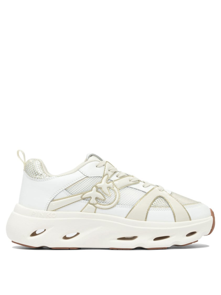 Pinko Leather-Mesh Slip-On Sneakers