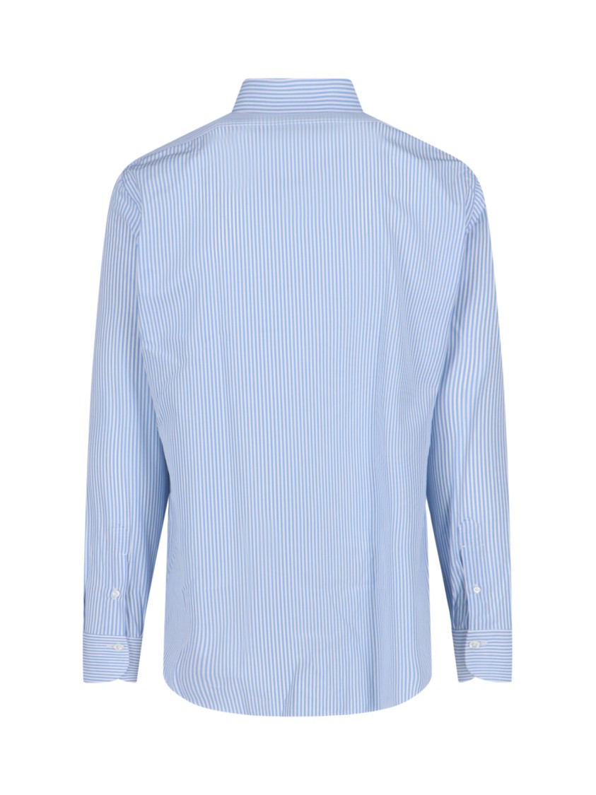Finamore Long-Sleeve Light Blue Stripe Formal Shirt
