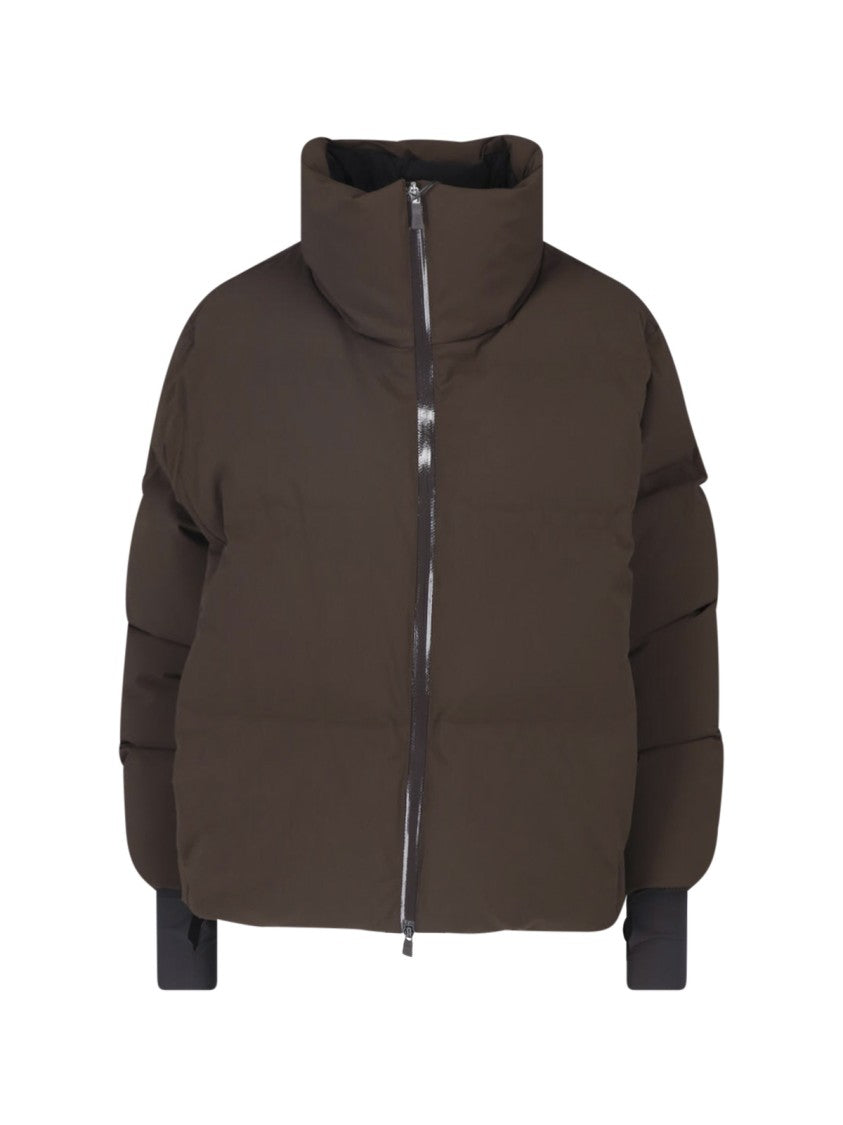 Herno High Collar Cropped Down Jacket With Zip Closure And Side Pockets