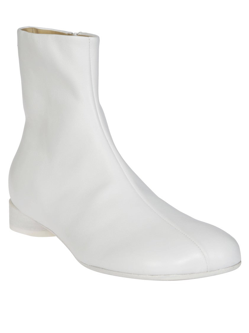 Mm6 By Maison Margiela White Ankle Boots With Smooth Leather Finish