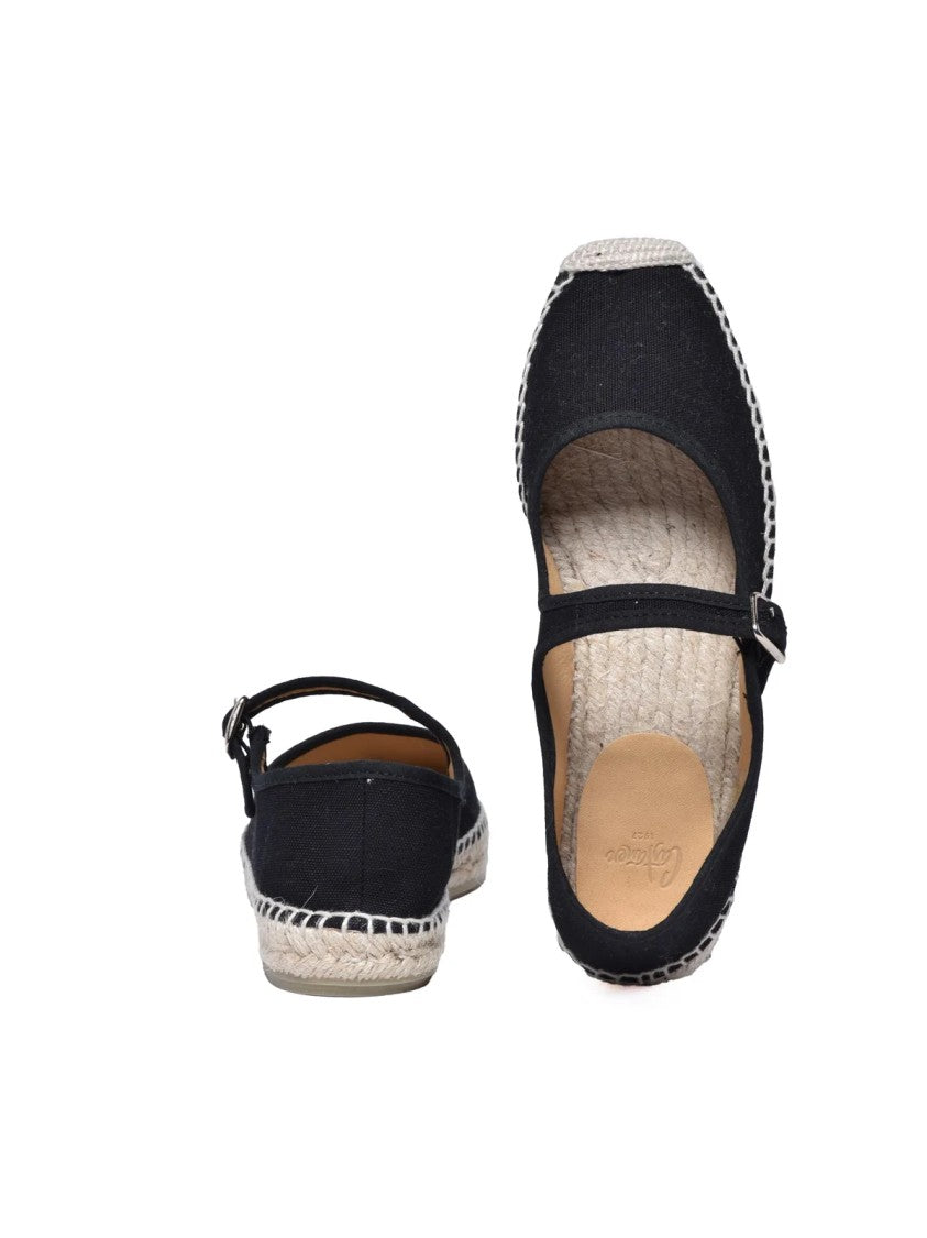 Castañer Black Rope Wedge Fabric Espadrilles
