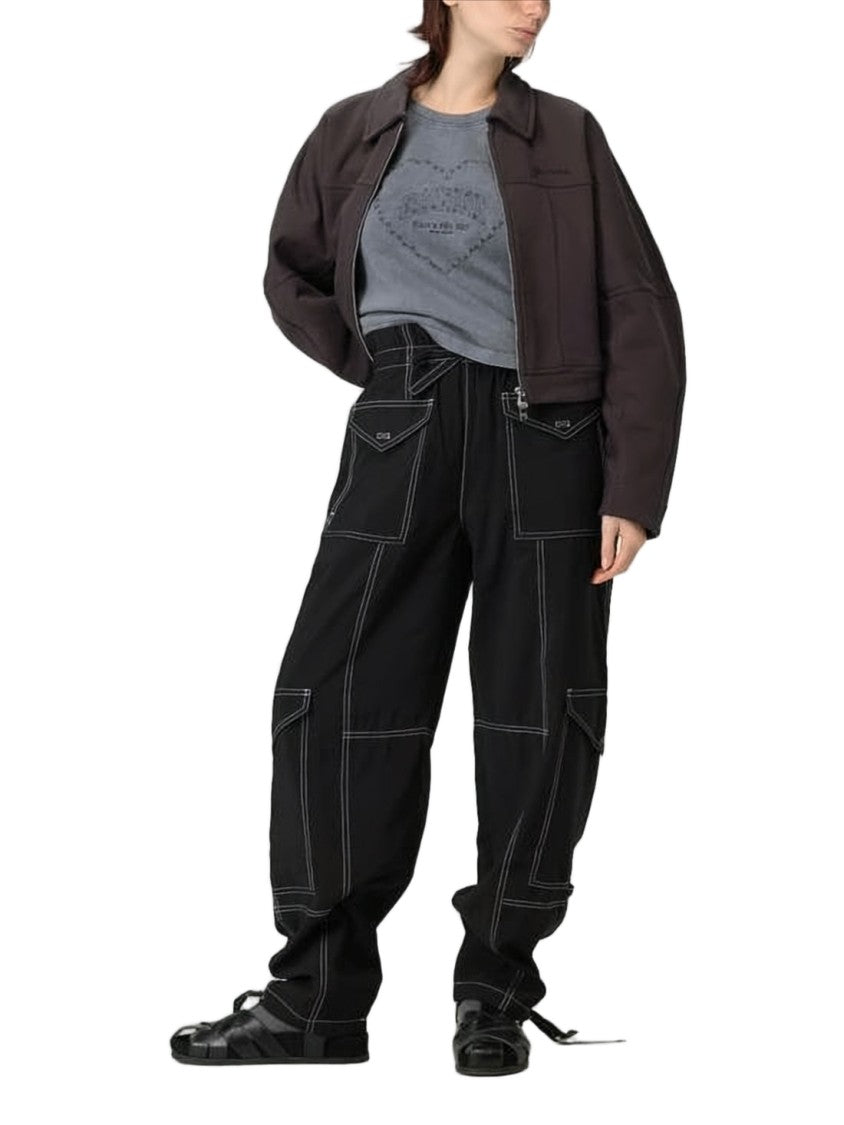 Ganni Cropped Boxy Silhouette Jacket With Classic Collar