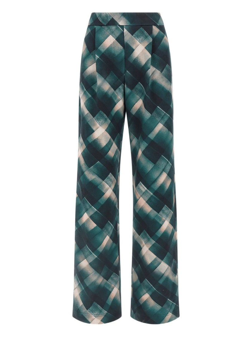 Dries Van Noten Geometric Pattern Wide-Leg Trousers With High Waist