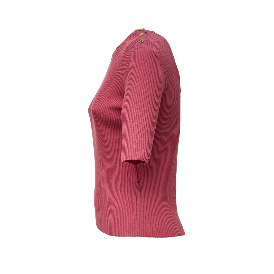 Max Mara Fitted Ribbed Knit Top With Gold-Tone Jewel Buttons